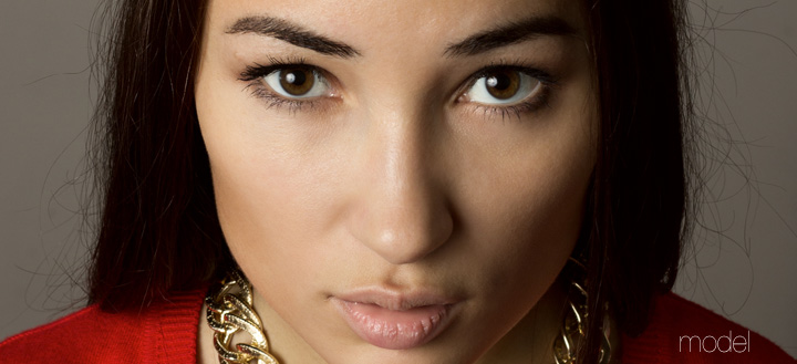 Headshot of Model Demonstrating Skin